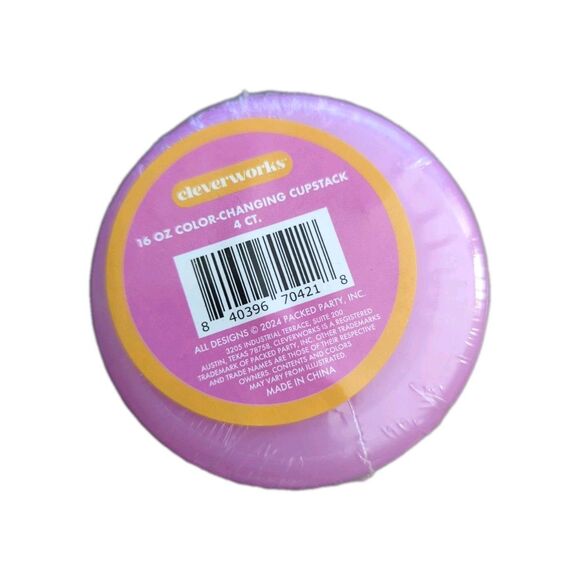 Color Changing Happy Birthday Plastic Cups 16oz Set of 4 Pink Party New - Picture 3 of 3